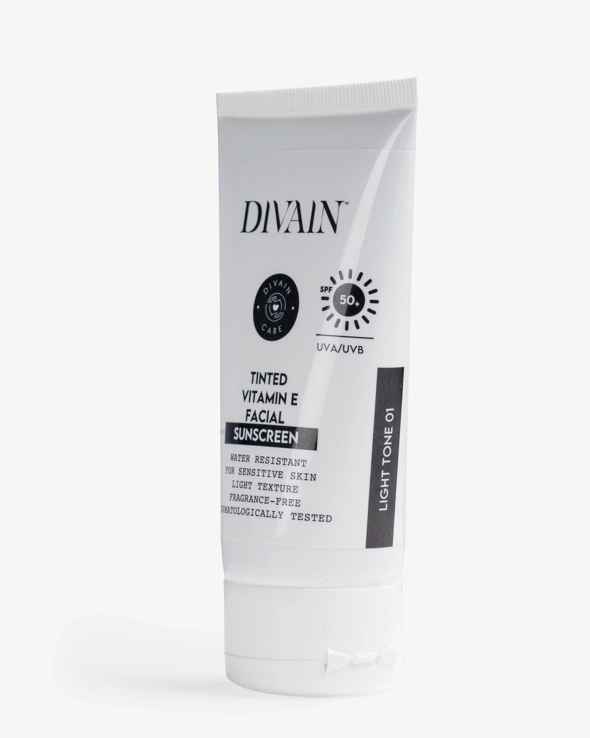 Divain Care 50ml flesje gezichtszonnebrandcrème met heldere tint